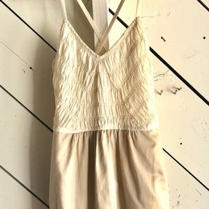 Ruched Bodice Linen and Silk Dress